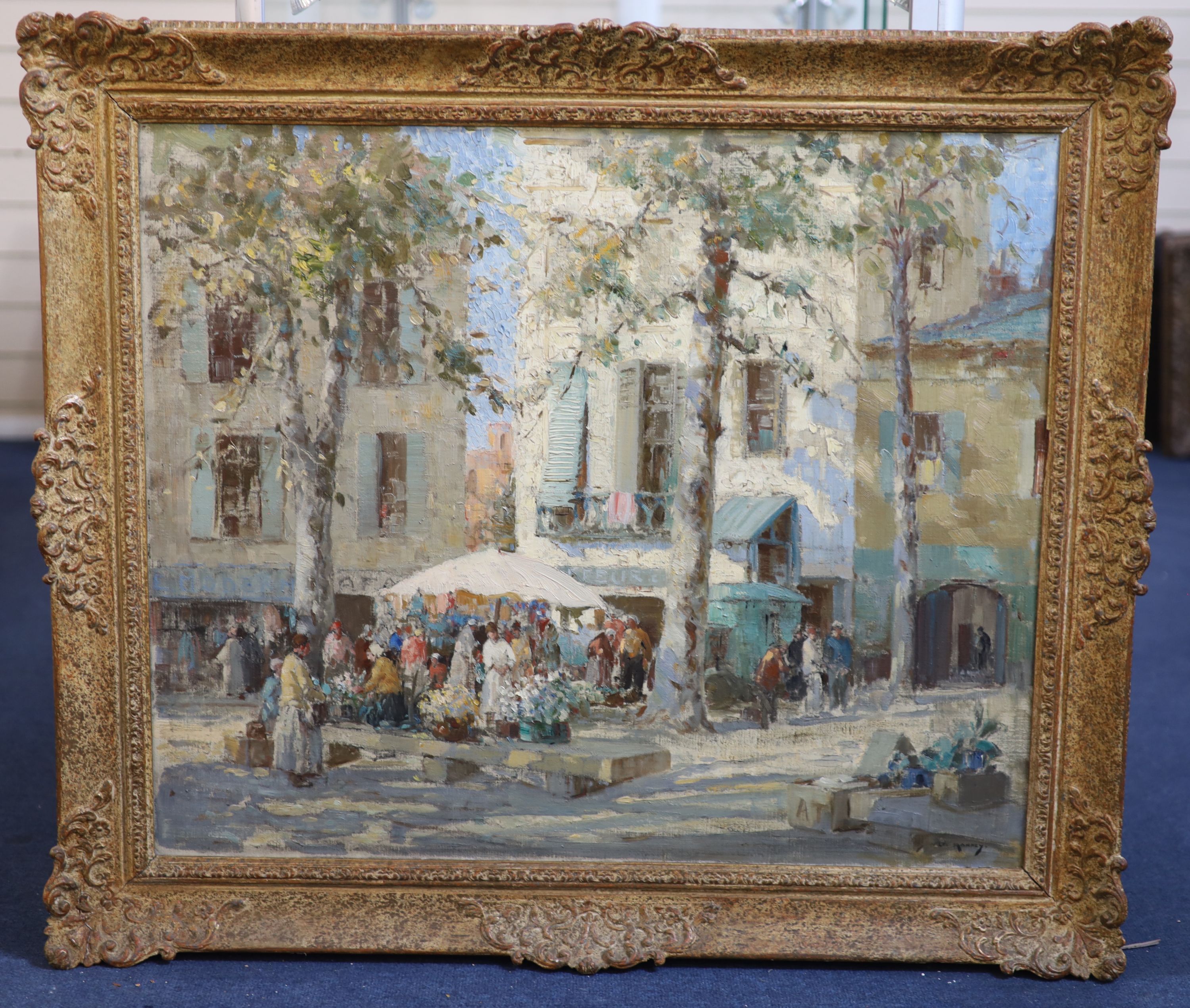 § William Lee Hankey (1869-1952) A Riviera flower market 24.5 x 29.75in.